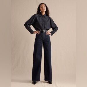 Banana Republic Dark Wash Wide Leg Jeans | High Rise Stretch Denim Sz 31/32